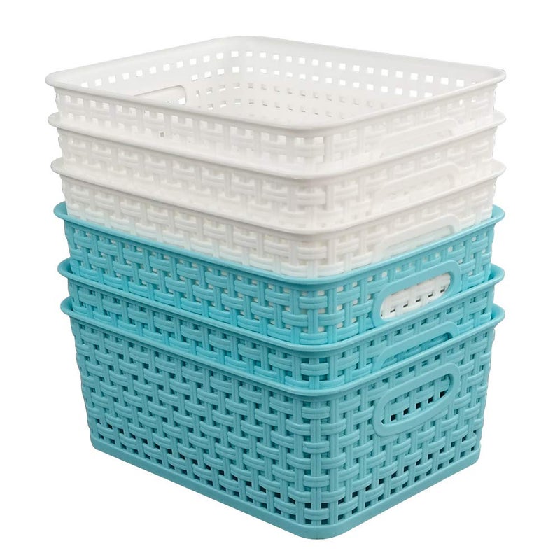 Vababa Plastic Storage Baskets/Storage Bins, Pack for 6 - Image 1